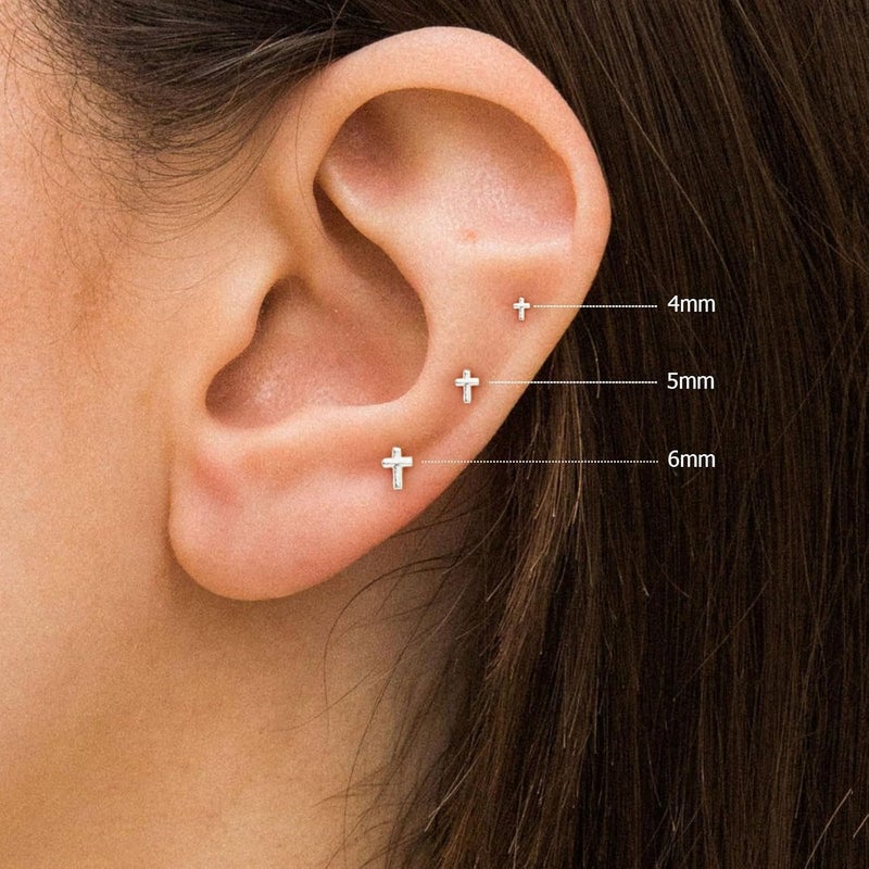 VRIUA 20G Tiny Flat Back Earrings for Women - 14K Gold/Silver Plated Small Flat Back Stud Earrings Hypoallergenic Cartilage Helix Piercing Jewelry - Image 1